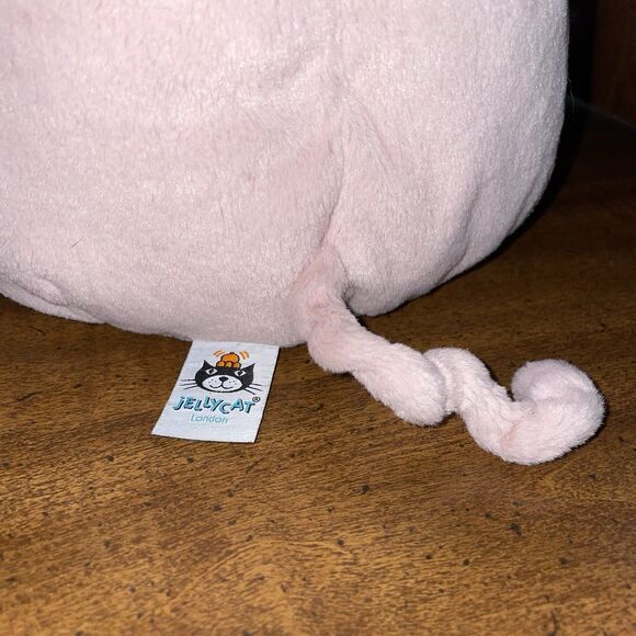 Jellycat Glamorama Pig Retired 12" Pink Plush Stuffed Animal Toy Furry Boa Piggy - Picture 4 of 11